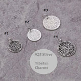 925 Silver Tibetan Six Words Proverb Charms Sterling Pendant