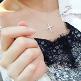 925 Silver Cross Pendant Diamond Cz Necklace for Women
