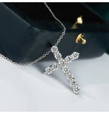 925 Silver Cross Pendant Diamond Cz Necklace for Women