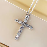 925 Silver Cross Pendant Diamond Cz Necklace for Women
