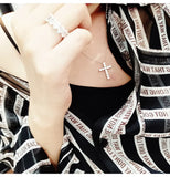 925 Silver Cross Pendant Diamond Cz Necklace for Women