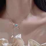 925 Silver Clear CZ Moonstone Bead Necklace Pendant