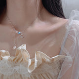 925 Silver Clear CZ Moonstone Bead Necklace Pendant