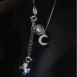 925 Silver Clear CZ Moonstone Bead Necklace Pendant