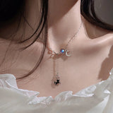 925 Silver Clear CZ Moonstone Bead Necklace Pendant