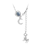 925 Silver Clear CZ Moonstone Bead Necklace Pendant