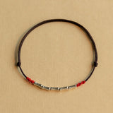 925 Sterling Silver Red Rope Bamboo Beads Ankle Bracelet