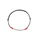 925 Sterling Silver Red Rope Bamboo Beads Ankle Bracelet