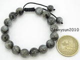 Adjustable Larvikite Labradorite Round Beads Bracelet 5 Strands