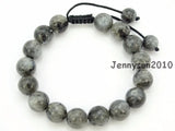 Adjustable Larvikite Labradorite Round Beads Bracelet 5 Strands