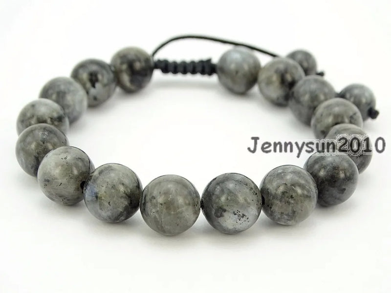 Adjustable Larvikite Labradorite Round Beads Bracelet 5 Strands