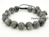 Adjustable Larvikite Labradorite Round Beads Bracelet 5 Strands