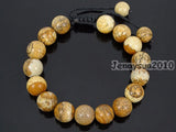 Adjustable Natural Picture Ja-sper Round Beads Bracelet - 5 Strands/Pack