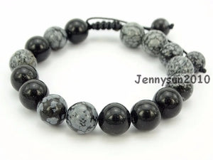 10mm Adjustable Snowflake Stone Beads Bracelet Healing Reiki 5 Strands
