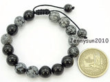 10mm Adjustable Snowflake Stone Beads Bracelet Healing Reiki 5 Strands