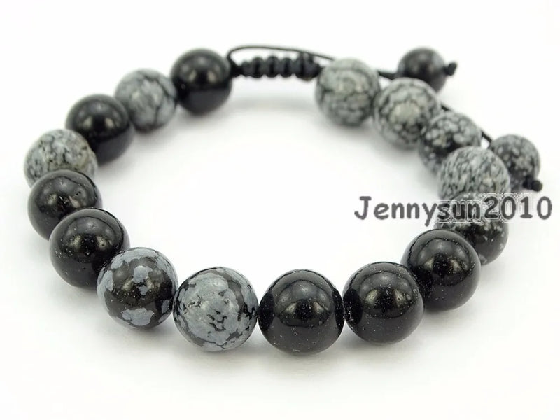10mm Adjustable Snowflake Stone Beads Bracelet Healing Reiki 5 Strands