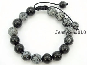 10mm Adjustable Snowflake Stone Beads Bracelet Healing Reiki 5 Strands