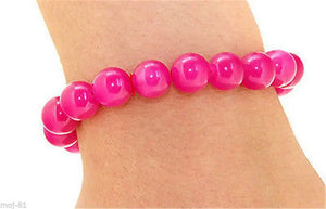 10mm Fuchsia Jade Stretchy Bracelet