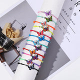 12pcs Butterfly Dolphin Knot Charms Knitted Bracelets Women Elastic Rope Chain