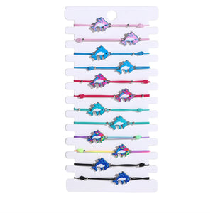 12pcs Butterfly Dolphin Knot Charms Knitted Bracelets Women Elastic Rope Chain