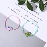 12pcs Butterfly Dolphin Knot Charms Knitted Bracelets Women Elastic Rope Chain