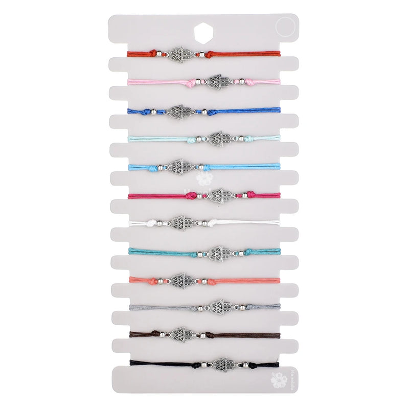 12pcs Cross Knot Charms Bracelet Set Elastic Rope Wristband Jewelry Gift