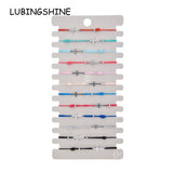 12pcs Cross Knot Charms Bracelet Set Elastic Rope Wristband Jewelry Gift