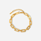 18K Plated Square Link Chain Bracelet for Women
