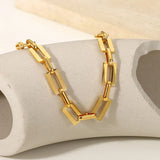18K Plated Square Link Chain Bracelet for Women