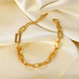 18K Plated Square Link Chain Bracelet for Women