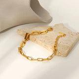 18K Plated Square Link Chain Bracelet for Women
