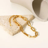 18K Plated Square Link Chain Bracelet for Women