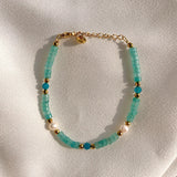 18KGF Natural Freshwater Pearl Wide Stone Bracelet for Women