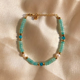 18KGF Wide Stone Bracelet Freshwater Pearl Jewelry Gift