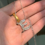 26 Letters Diamond Pendants 925 Sterling Silver Necklace Wedding Bridal Party