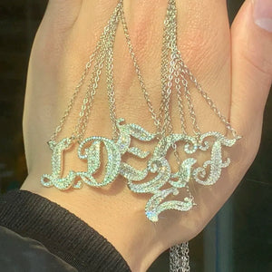 26 Letters Pendants AAAAA Cz 925 Sterling Silver Wedding Pendant Necklace