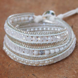 3-Wrap Turquoise Crystal Bracelet with Stainless Steel Chain