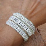 3-Wrap Turquoise Crystal Bracelet with Stainless Steel Chain