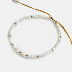 3mm Shell Crystal Bead Bracelet 925 Silver Friendship Yoga Chakra Bracelet