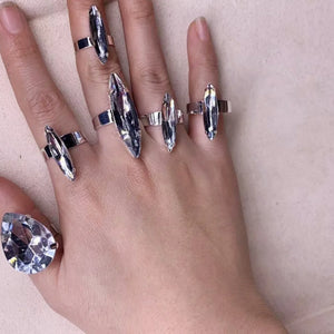 4 PCS Water Drop Acrylic Rhinestone Huge Rings Set Wedding Jewelry