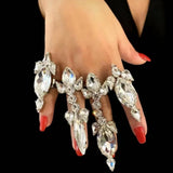 4 PCS Water Drop Acrylic Rhinestone Huge Rings Set Wedding Jewelry