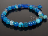 6mm Adjustable Agate Round Beads Bracelet 5 Strands