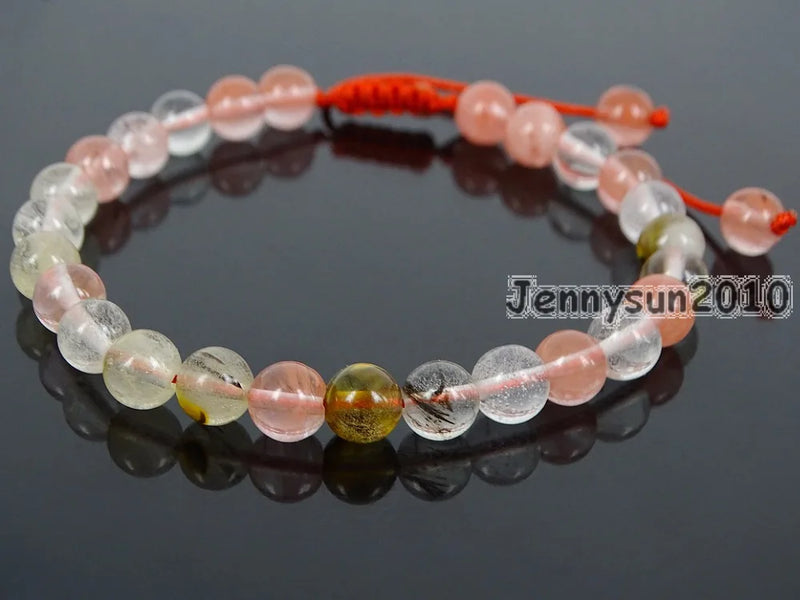 6mm Watermelon Skin Quartz Round Beads Bracelet - 5 Strands/Pack