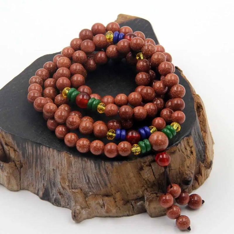 6mm Golden Sandstone 108 Buddha Beads Bracelet for Meditation
