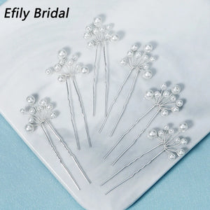 6pcs Pearl Hair Forks Clips Wedding Hairpins Party Hair Jewelry Bride Headpiece