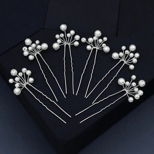 6pcs Pearl Hair Forks Clips Wedding Hairpins Party Hair Jewelry Bride Headpiece