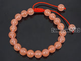 Adjustable Cherry Quartz Round Beads Bracelet Healing Reiki 5 Strands