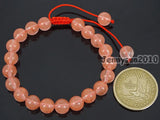 Adjustable Cherry Quartz Round Beads Bracelet Healing Reiki 5 Strands