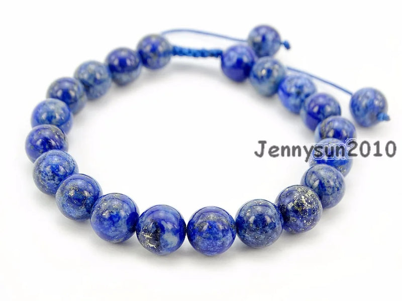 Adjustable Lapis Lazuli Round Bead Bracelet 5 Strands/Pack