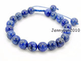 Adjustable Lapis Lazuli Round Bead Bracelet 5 Strands/Pack